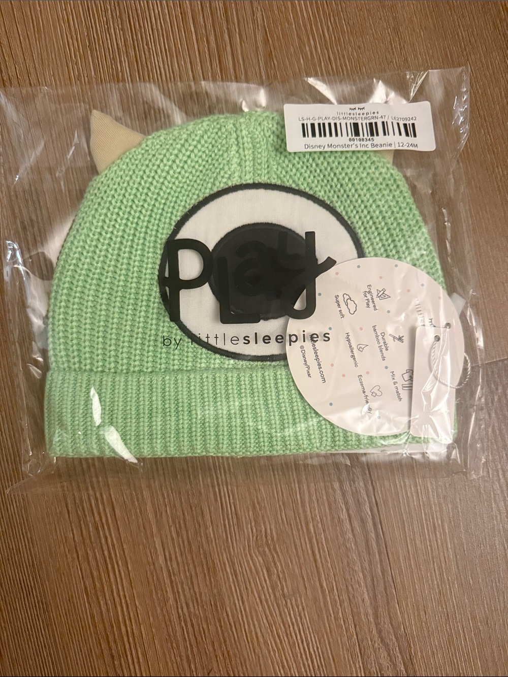 NWT Little Sleepies x Pixar Monsters, Inc. Mike Wazowski Beanie Hat